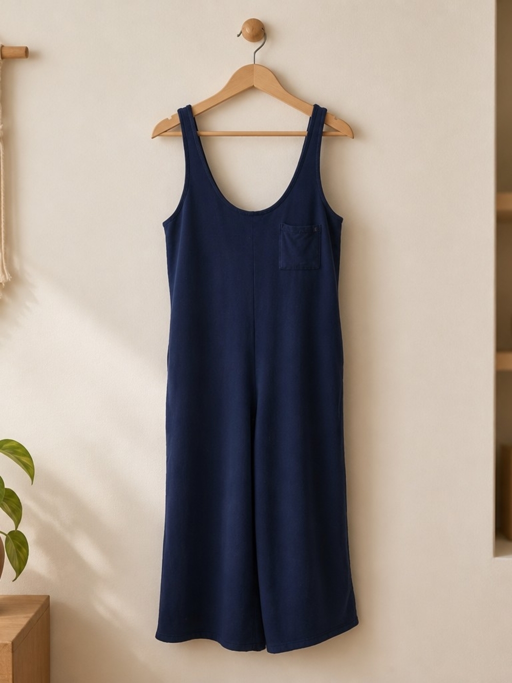 Navy Wide-Leg Tank Jumpsuit